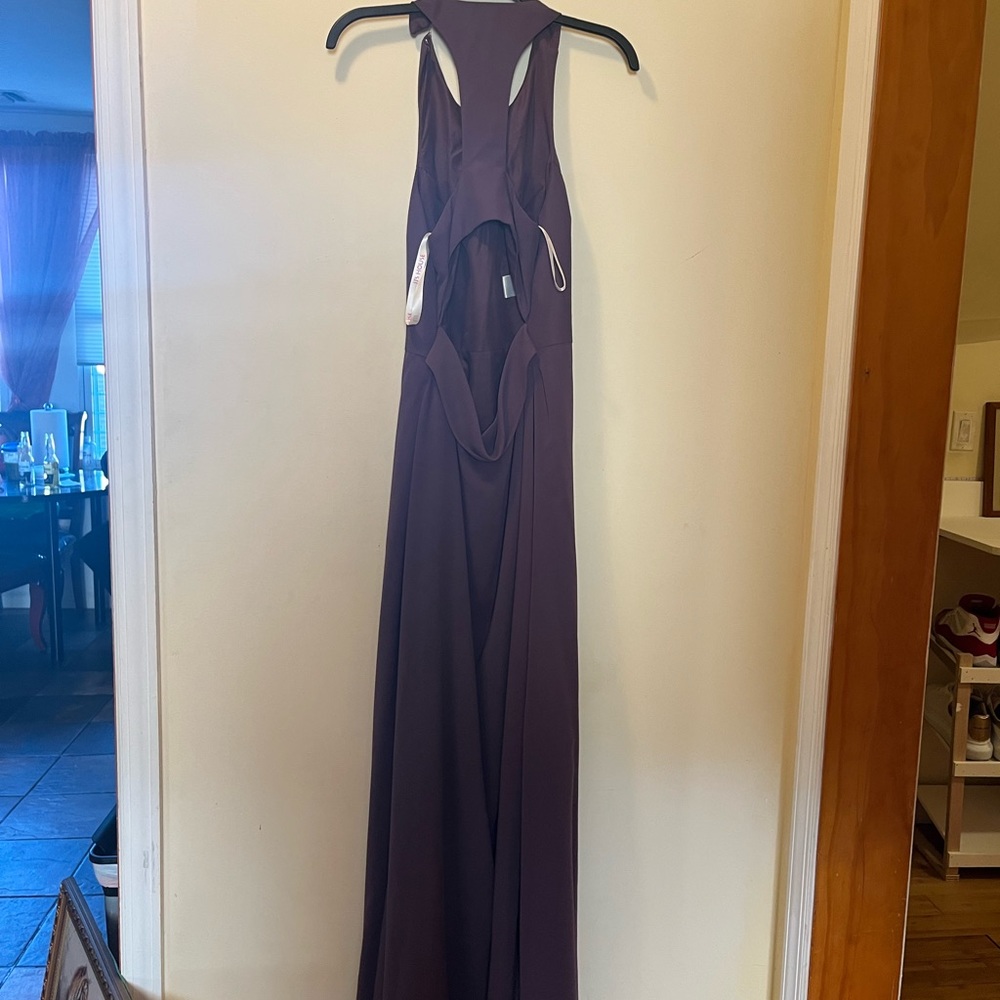 Purple long backless dress